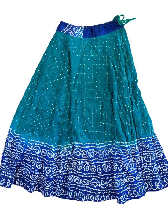 Vintage Beaded Mirror Full Sari Skirt Size Medium - Picture 2 of 6